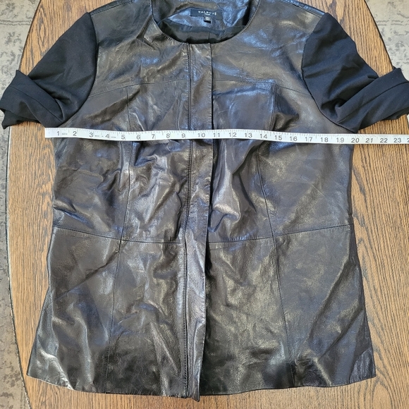 Talbots Black Lamb Skin Leather Jacket with Knit Sleeves Size Women's 12W - Picture 8 of 14